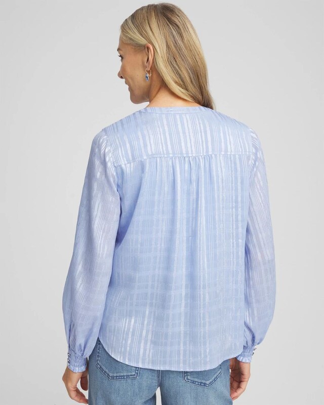 Split Neck Crinkle Blouse - image 3